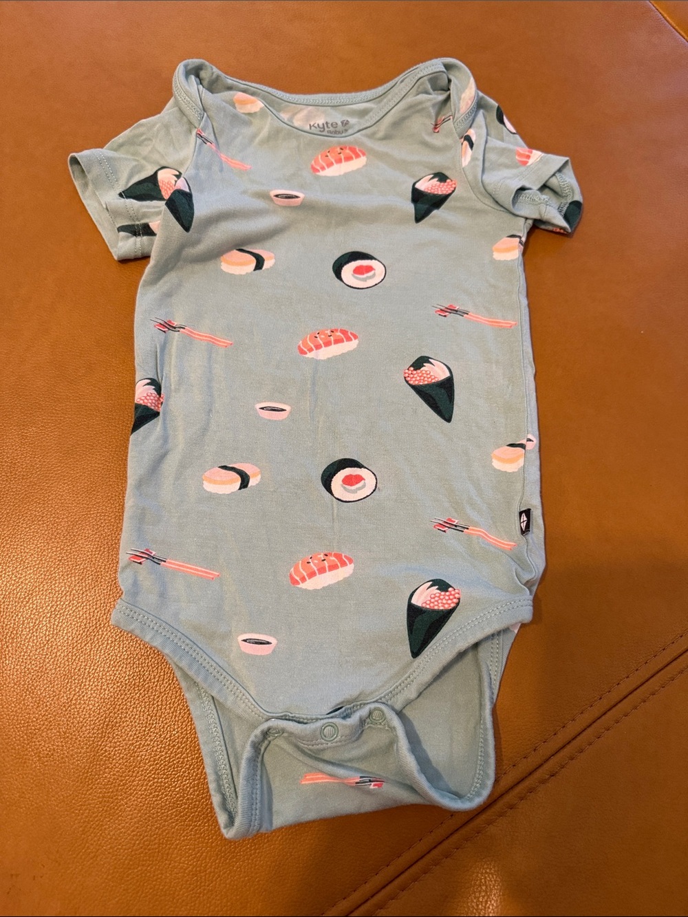 Kyte BABY Sage Green Sushi-Print Short Sleeve One-Piece